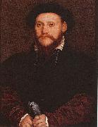 Hans holbein the younger Portrait of an Unknown Man Holding Gloves France oil painting artist